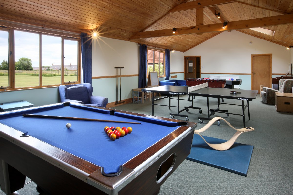 Village Farm games room with pool and table tennis
